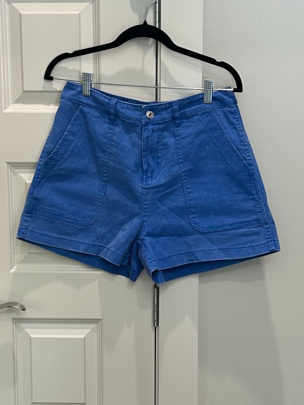 Entro High Rise Washed Blue Denim Shorts